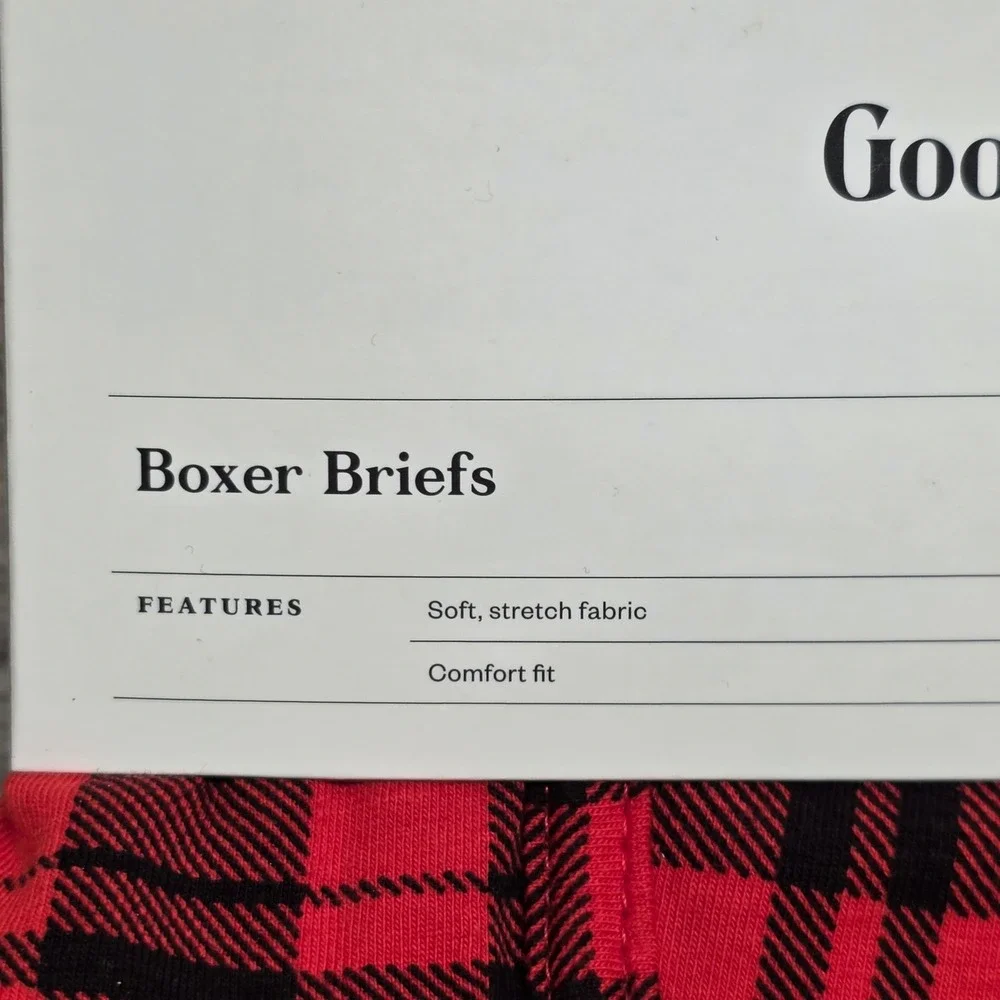 Goodfellow & Co Men XL 6 Black 6 Plaid Boxer Briefs 12 Pairs Bulk Lot 85Z94